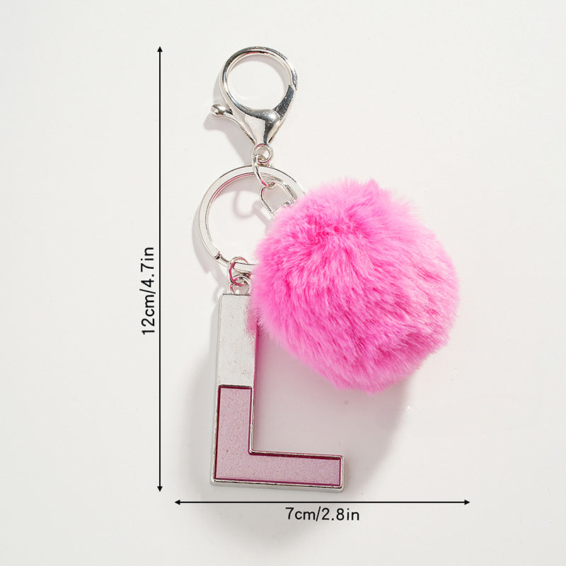 Wholesale Pink Ball Letter Metal Keychain